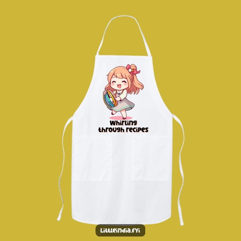Funny Bangle Twirl Apron: Character's Sparkly Dance, Cook with Joy!