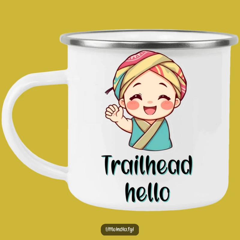 Adventure Funny Headwrap Camping Mug: Waving Fun, Perfect Funny Gift!