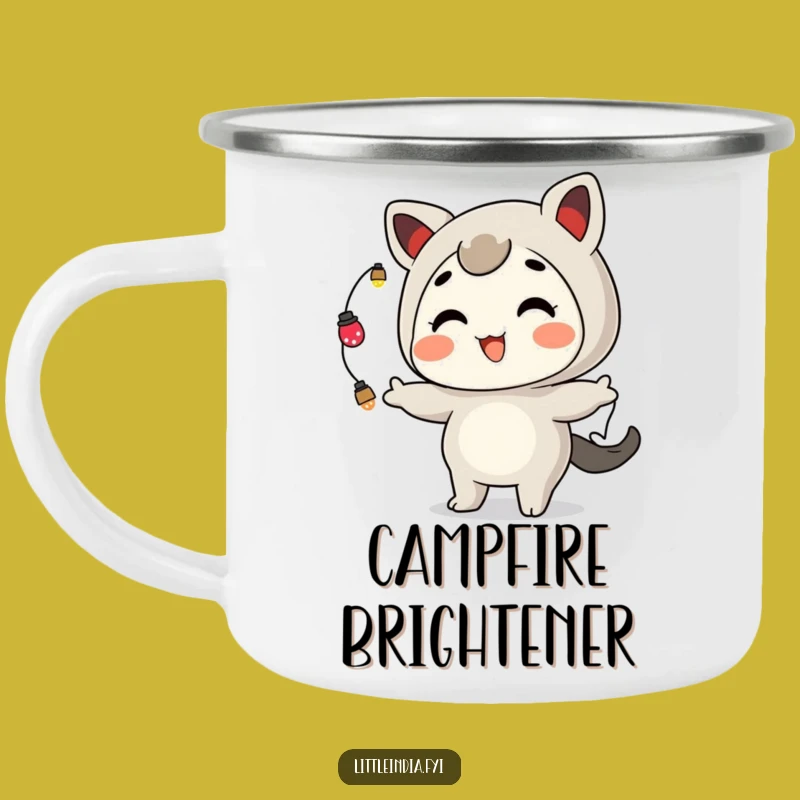 Funny Camping Mug: Juggling Lights by Playful Character for Festive Adventures