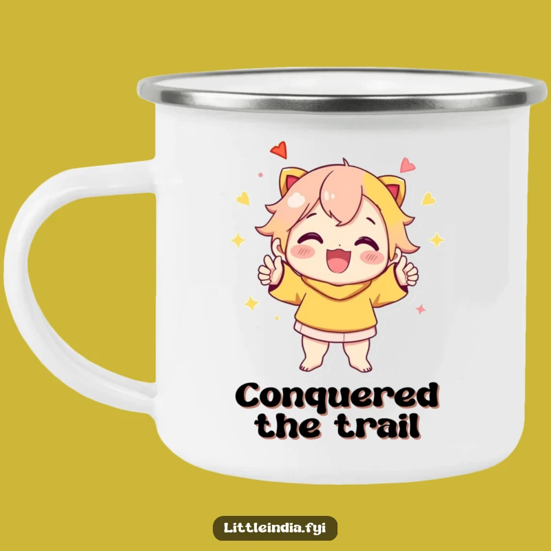 Funny Celebration Camping Mug: Cheerful Character's Vibrant Pose Drinkware, Funny Gift