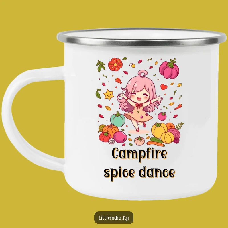 Funny Spice Dancer Camping Mug: Delighted Character's Outdoor Fun, Perfect Funny Gift