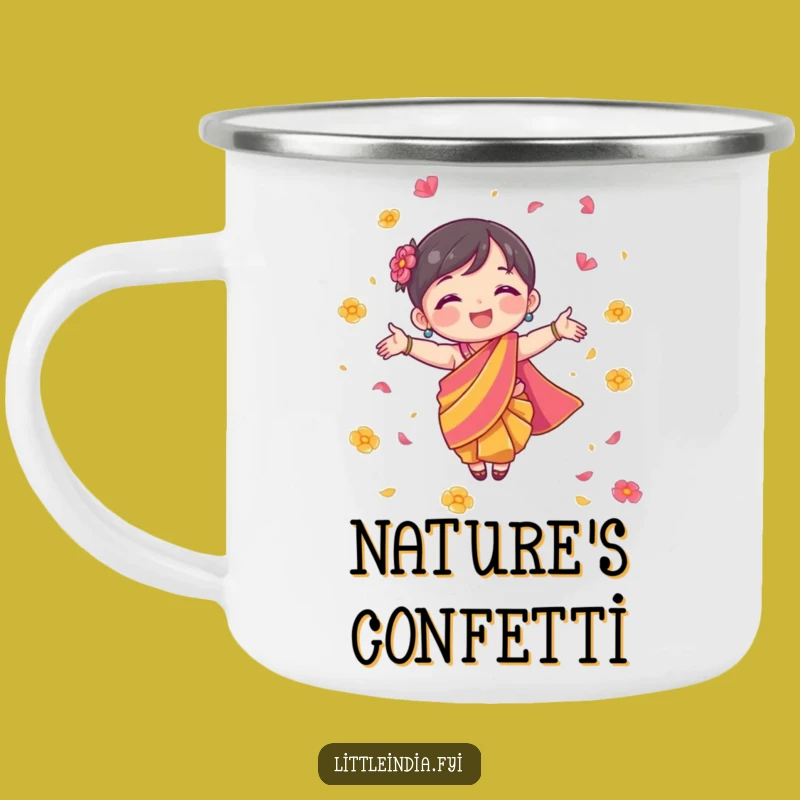 Funny Joyful Sari Camping Mug - Outdoor Humorous Festival Gift for Campers