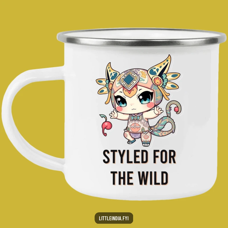 Patterned Character Camping Mug - Dynamic Outdoors, Artistic & Funny Camp Companion