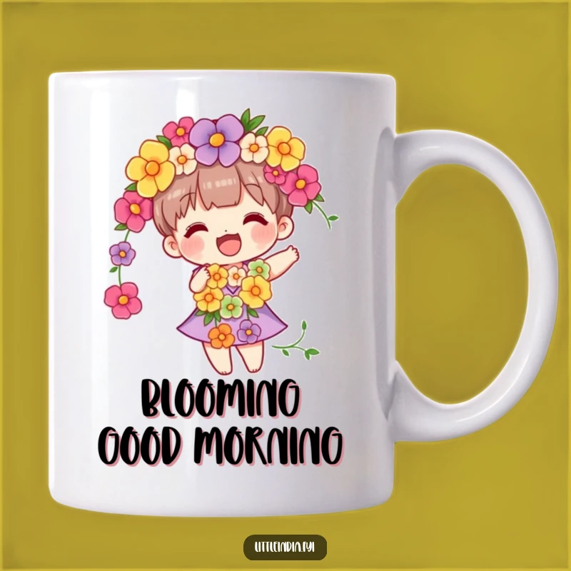 Funny Flower Garland Character Mug - Bloom with Laughter Every Morning!