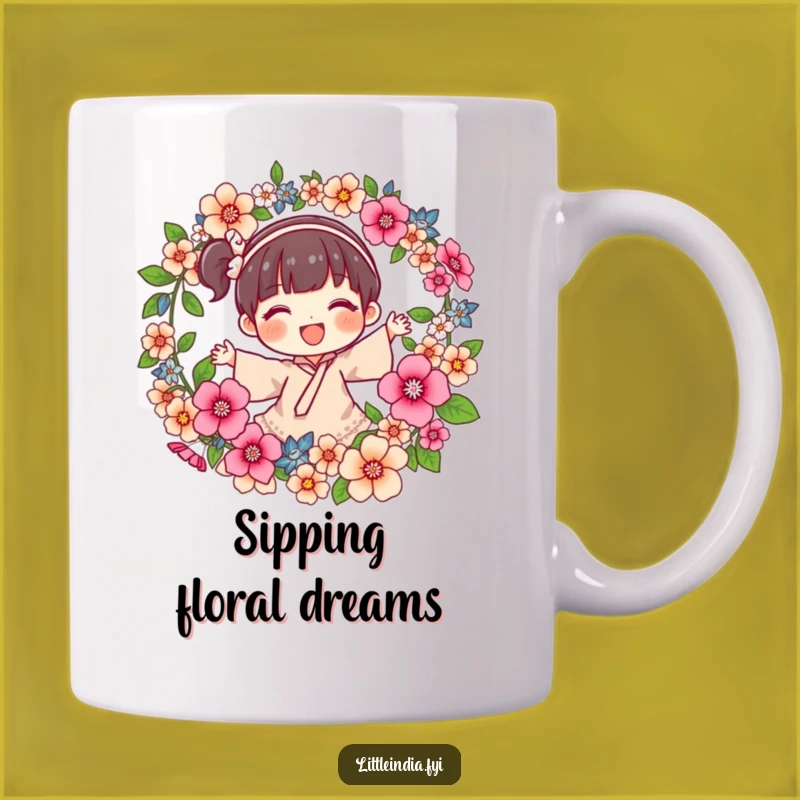 Funny Joyful Character Flower Garland Mug: A Blooming Funny Gift!