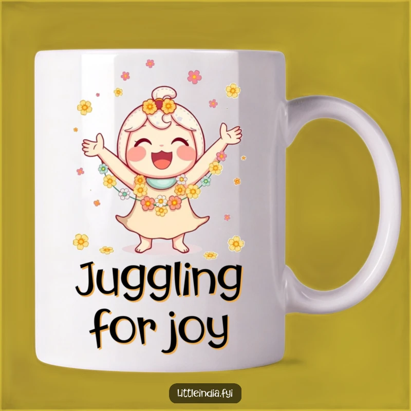 Funny Juggling Flower Garlands Mug, A Smile-Inducing Gift