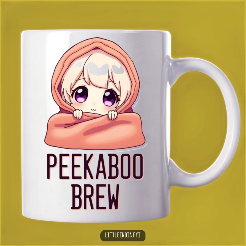 Funny Peek Mug: Delightful Character Behind Textile, Perfect Funny Gift!
