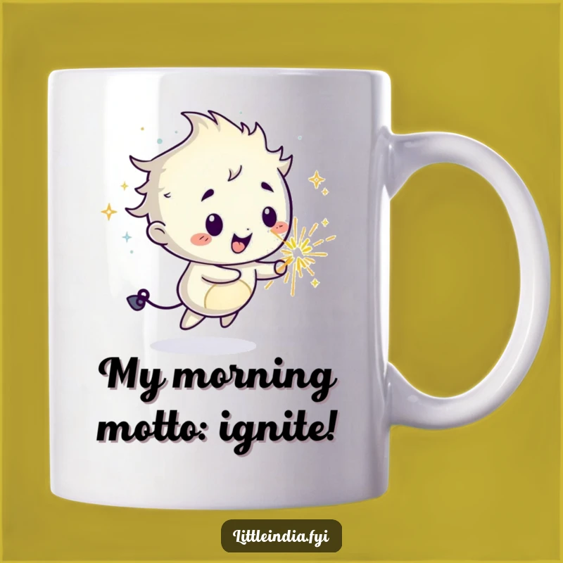 Funny Sparkler Mug Gift: Mischievous Character Spreading Joyful Trails