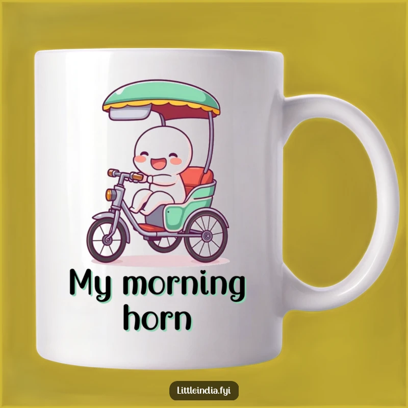 Funny Rickshaw Tooting Mug: Start Your Day with Cheerful Travel