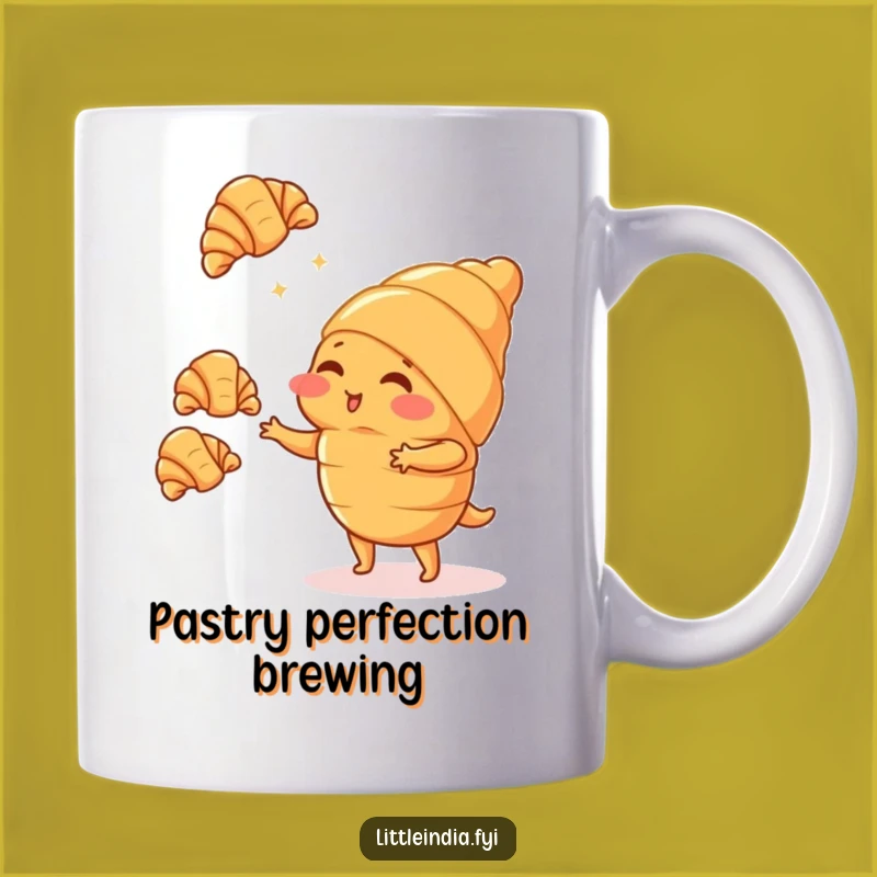 Funny Blushing Croissant Juggling Mug - A Sweet Pastry Gift!