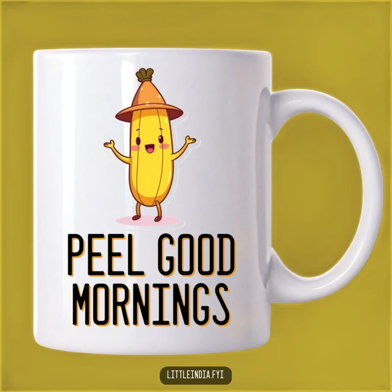 Funny Banana Jig Mug: Cheerful Cartoon Banana in Conical Hat - Perfect Funny Gift!