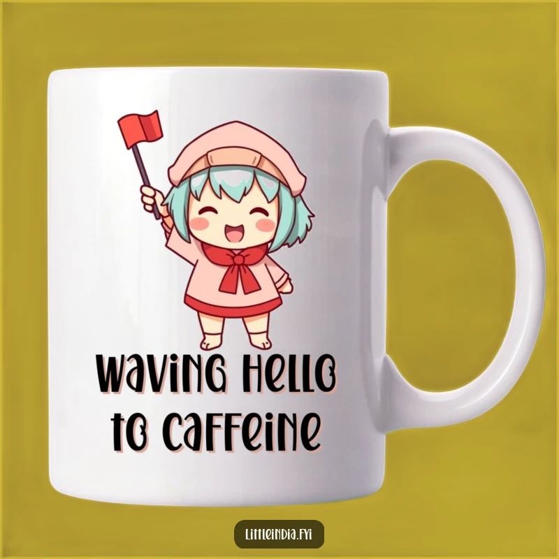 Funny Waving Flag Mug: Cheerful Character Gift for a Bright Day!