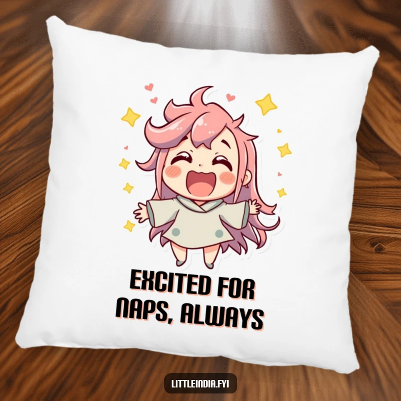 Funny Celebration Pillow: Soft cushion with a jubilant character enjoying a lively atmosphere, adding cozy excitement.