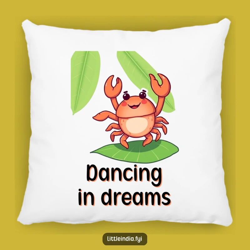 Funny Dancing Crab Banana Leaf Pillow - Cozy Tropical Cheer!