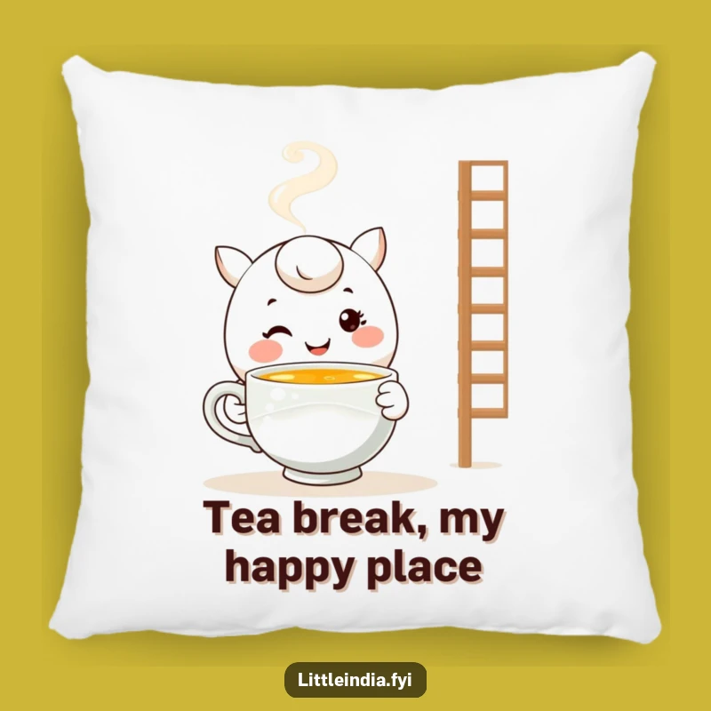 Funny Cozy Pillow: Smiling Tea Character Cushion - Soft & Comforting Decor