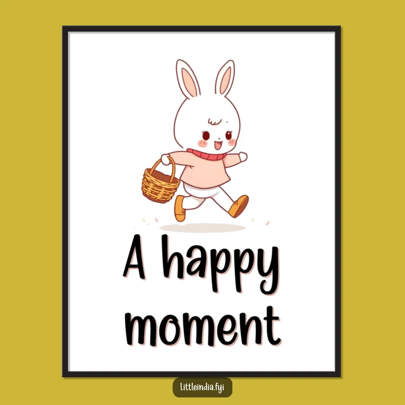 Funny Cheerful Character Skipping Digital Art: Instant Happiness for Your Walls!