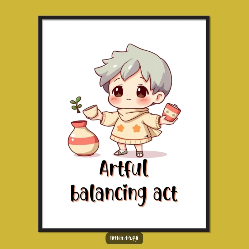 Funny Pottery Juggling Digital Art: Instant artistic decor, a quirky gift