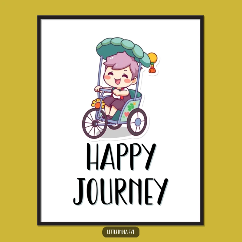 Funny Rickshaw Rider Art Print - Playful Scene, Hilarious Digital Decor for Walls