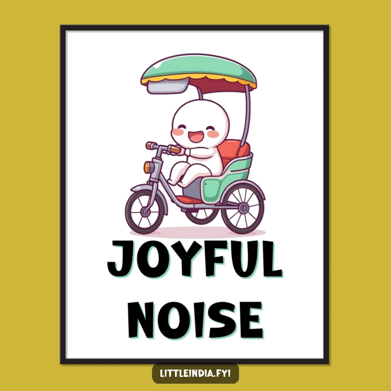 Funny Rickshaw Tooting Digital Print: Instant Cheerful Motion for Your Space