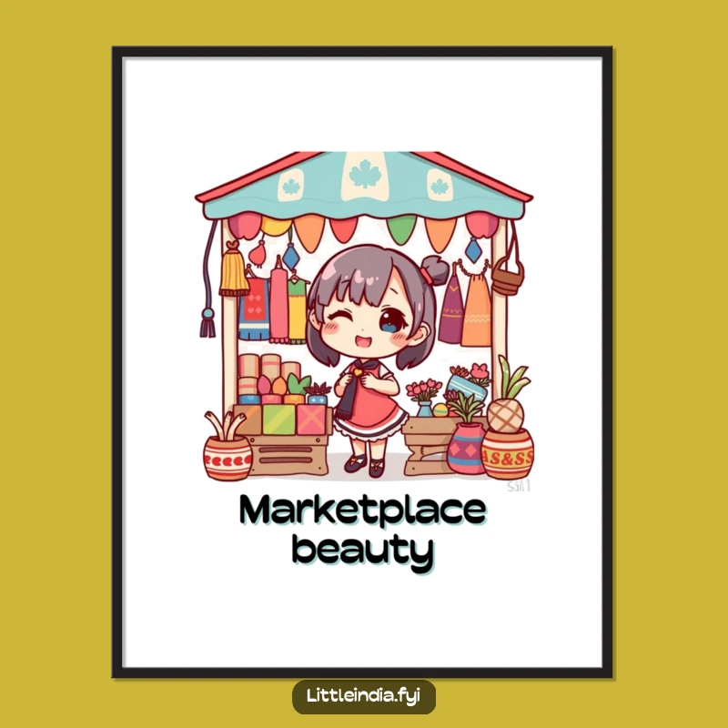 Funny Market Decorating Character Digital Art, Instant Colorful Decor