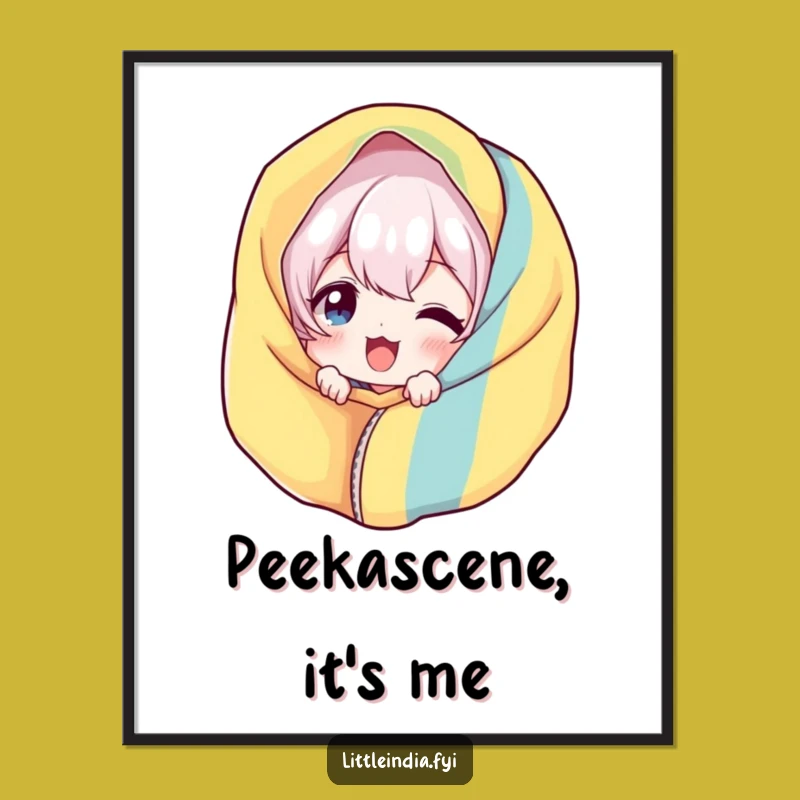 Funny Giggling Art Print: Digital Peek-a-Boo Character - Instant Humorous Decor