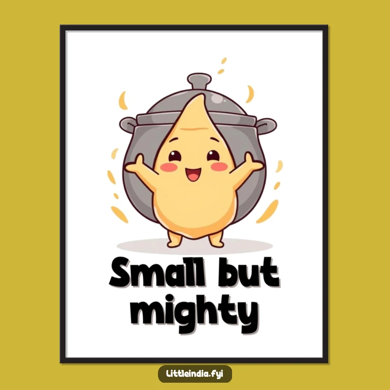 Funny Brave Samosa Digital Art: Bold Kitchen Decor with Culinary Charm