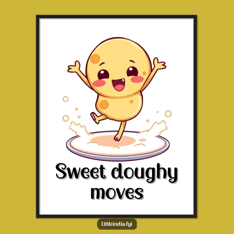 Funny Dancing Roti Digital Art: Whimsical Indian Decor for Your Home