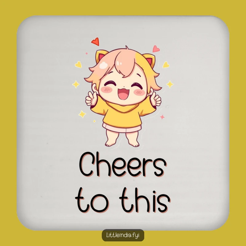 Funny Celebration Coaster: Cheerful Character's Vibrant Pose Surface Protector, Funny Gift