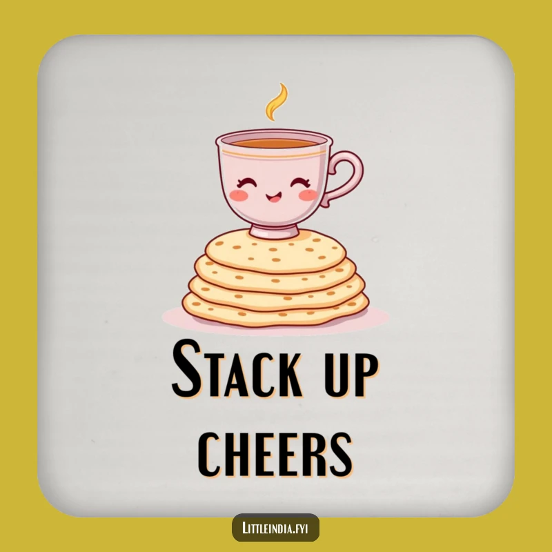 Funny Balancing Chai Drink Coaster: Protect Surfaces with Indian Charm