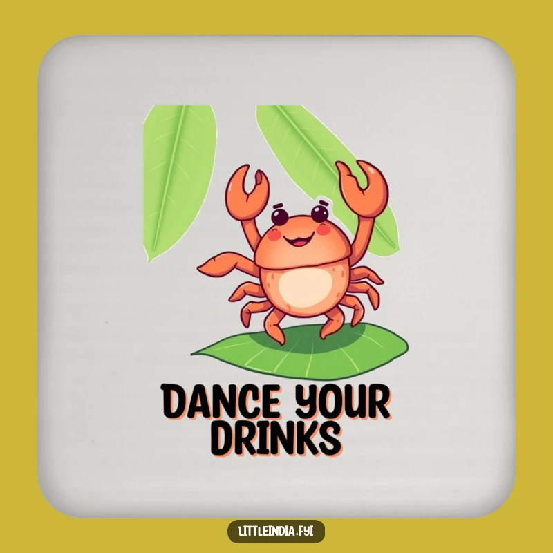 Funny Dancing Crab Banana Leaf Coaster - Tropical Protection!