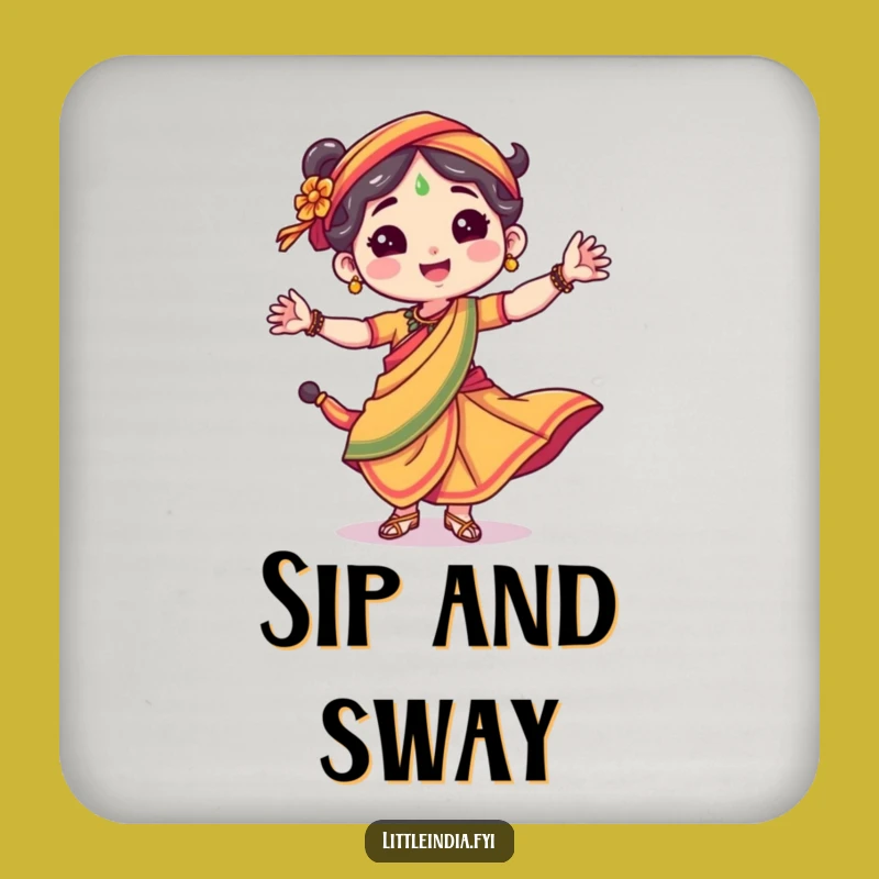 Funny Dancing Sari Character Coasters, Protect Surfaces with Style