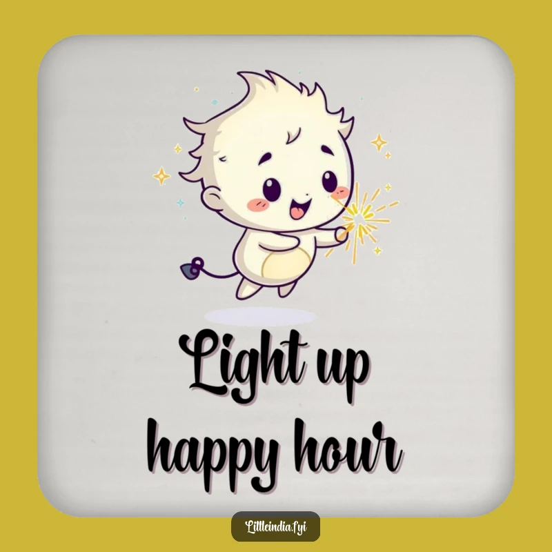 Funny Sparkler Coasters: Mischievous Character Protecting Surfaces with Joyful Trails