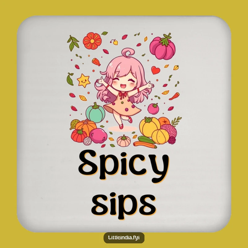 Funny Spice Dancer Coaster: Delighted Character's Colorful Surface Saver, Funny Gift
