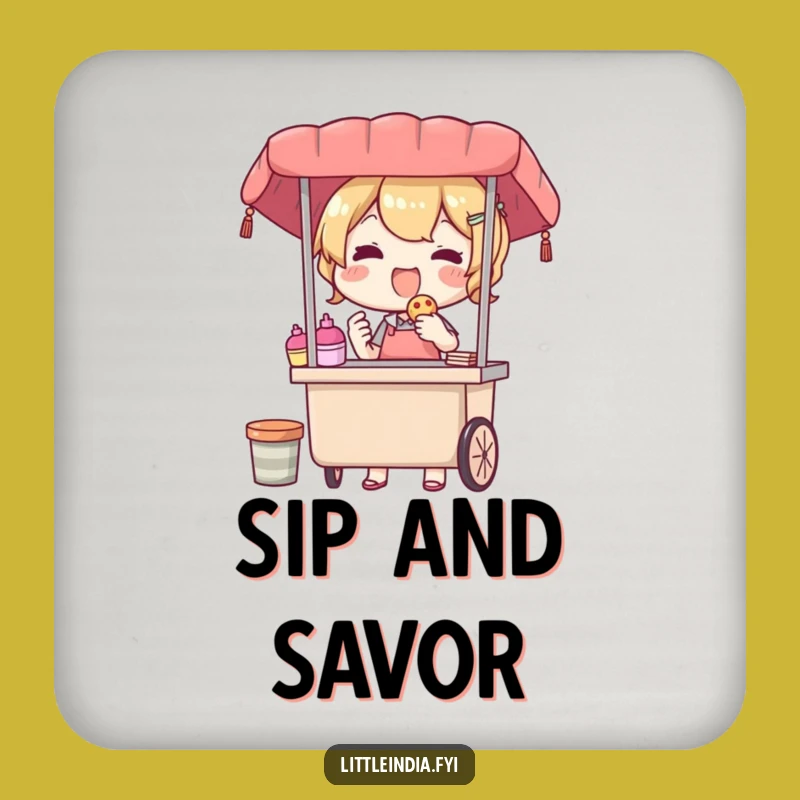 Funny Street Vendor Coaster: Protect Surfaces with Happy Treats