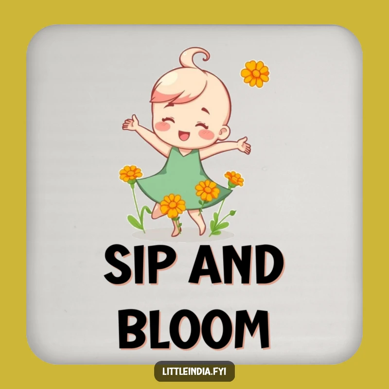 Funny Marigold Dance Coaster: Protect surfaces with blooming cheer, a funny gift