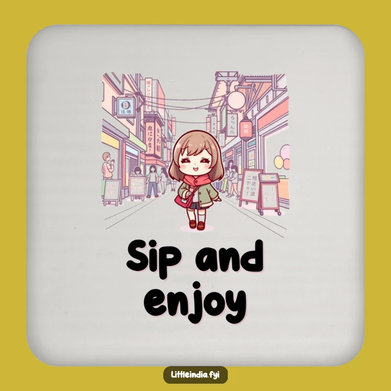 Funny Cute Character Street Scene Coaster Set - Protect Surfaces with Humor