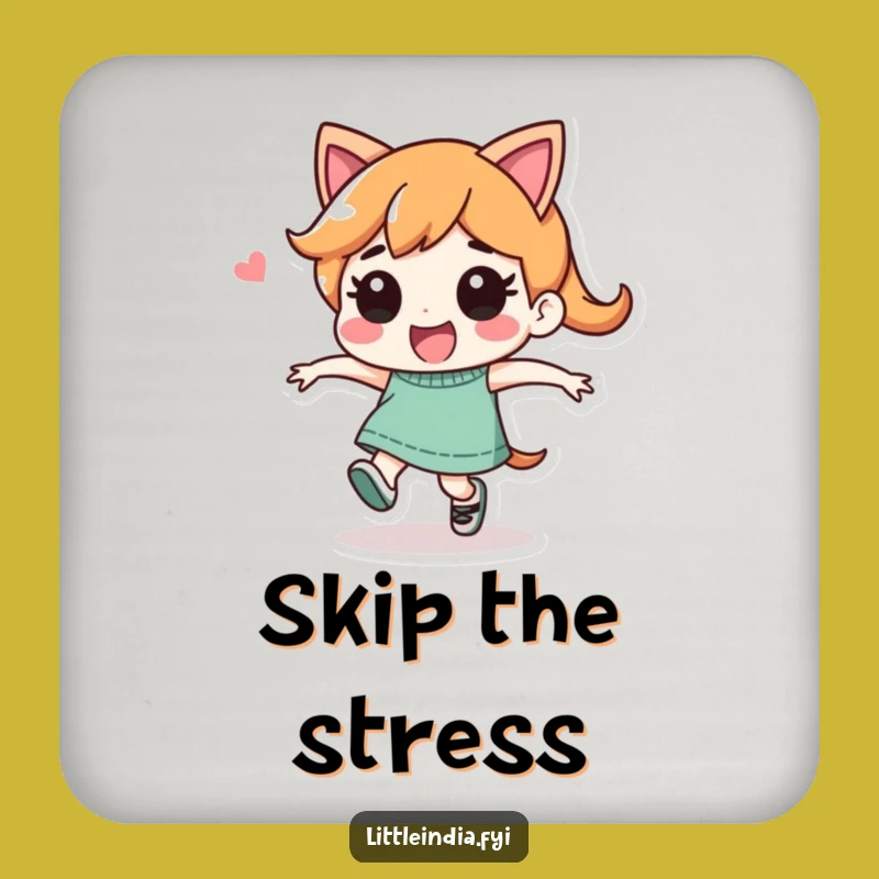 Funny Skip Coaster: Playful Character's Joyful Surface Saver, Funny Gift