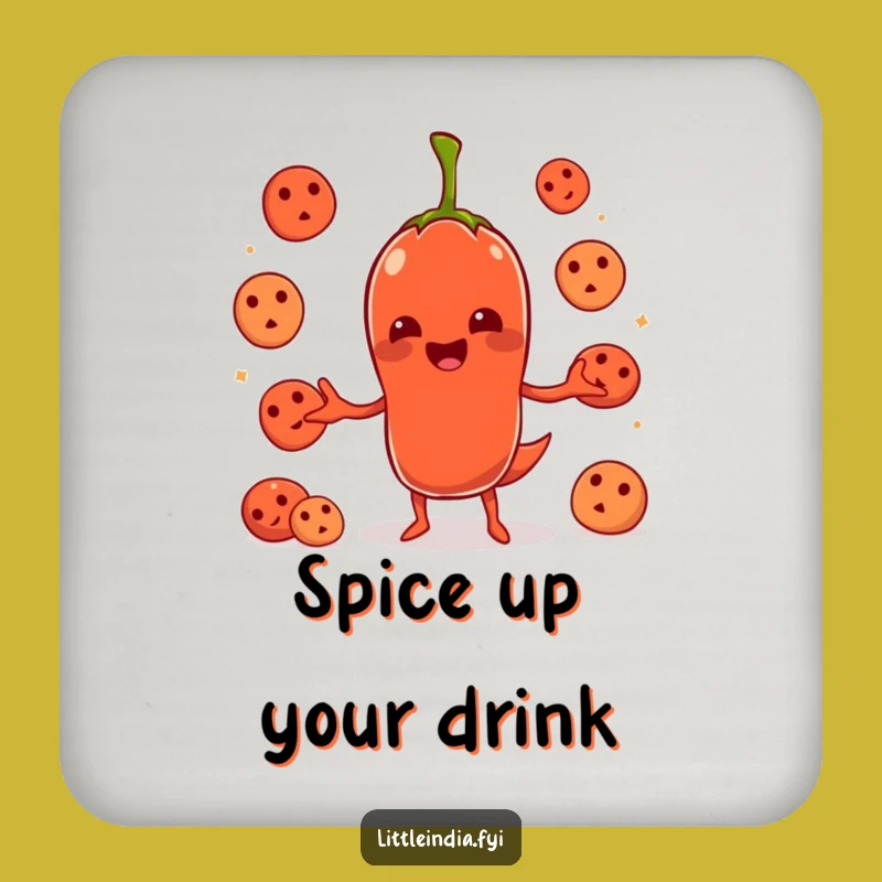 Funny Chili Pepper Juggling Idlis Coaster - Protect Your Table with Laughs!