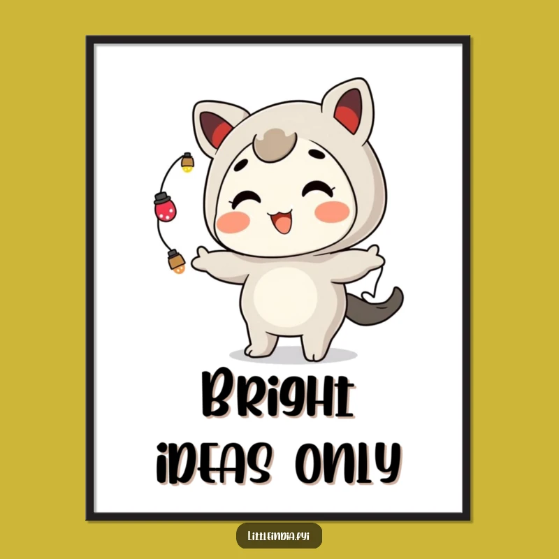 Funny Juggling Lights Poster: Playful Character's Grinning Festive Art