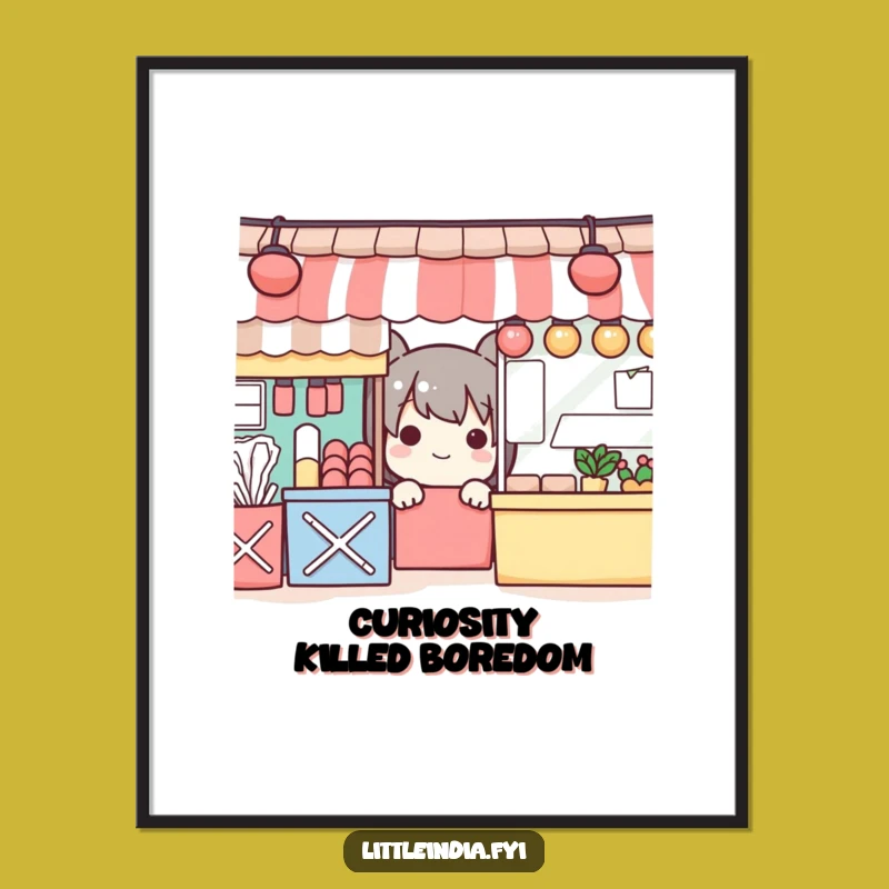 Funny Playful Character Market Scene Poster - Colorful & Humorous Art