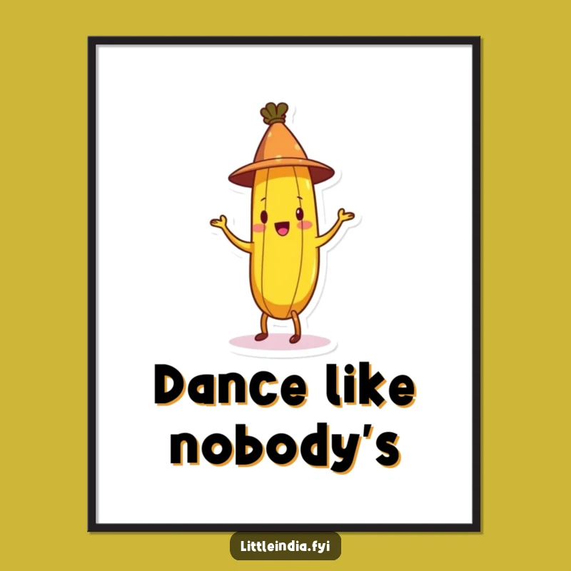 Funny Banana Jig Poster: Vibrant Conical Hat Banana Wall Art - Unique Funny Gift!