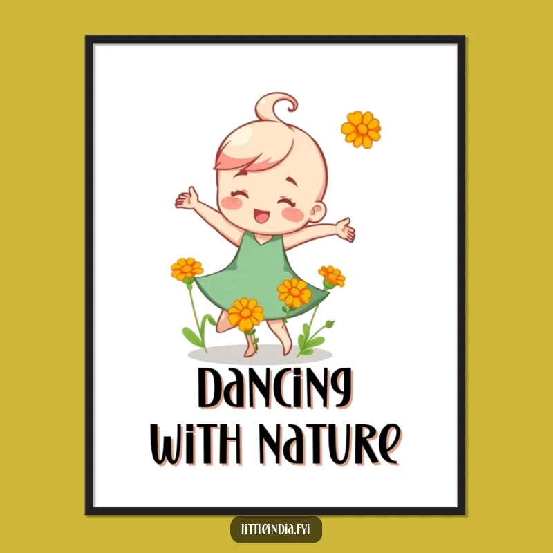 Funny Marigold Dance Poster: Vibrant wall art and a cheerful blooming gift