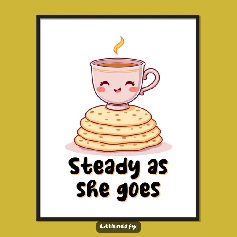 Funny Balancing Chai Poster: Whimsical Indian Art for Your Kitchen