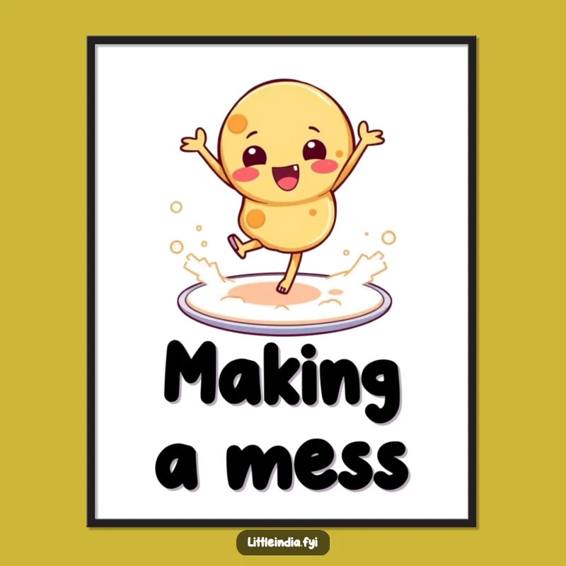 Funny Dancing Roti Poster: Whimsical Indian Art for Your Kitchen