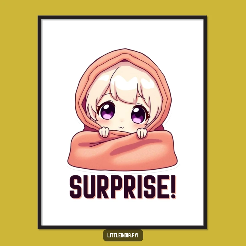 Funny Peek Poster: Vibrant Textile Art, Perfect Funny Gift!