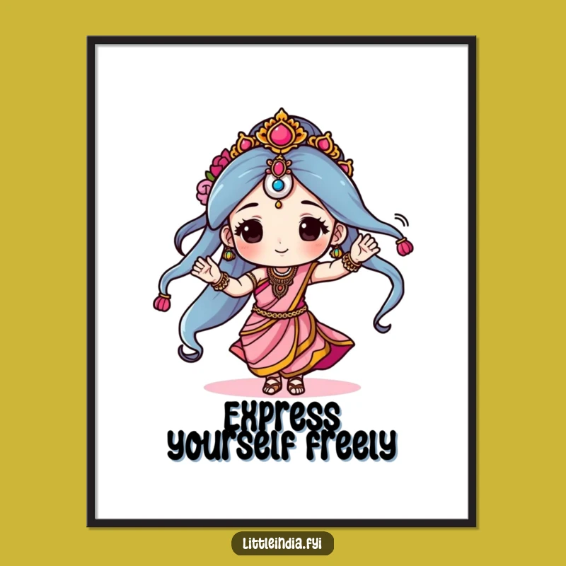 Funny Sari Dancer Poster: Vibrant Character Dancing in Sari, Amazing Funny Gift