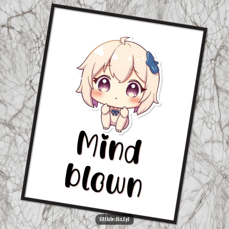 Funny poster art of a character with a wide-eyed, surprised expression, capturing a moment of disbelief and astonishment.