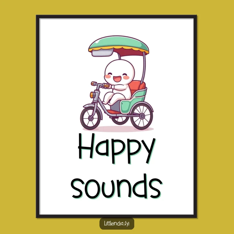 Funny Rickshaw Tooting Poster: Decorate with Cheerful Motion Art