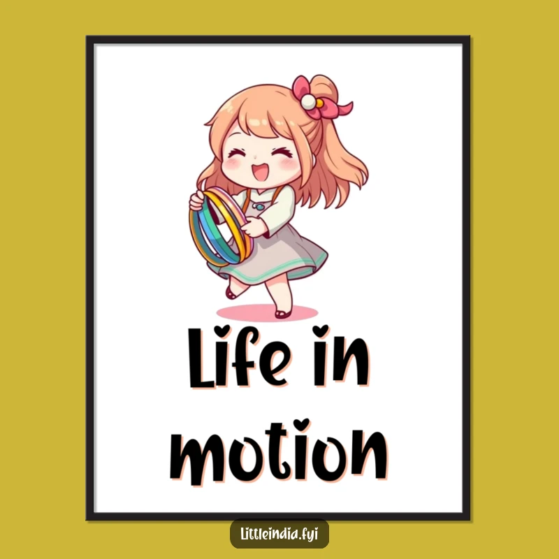 Funny Bangle Twirl Poster: Happy Character, Colorful Art, Humorous Decor