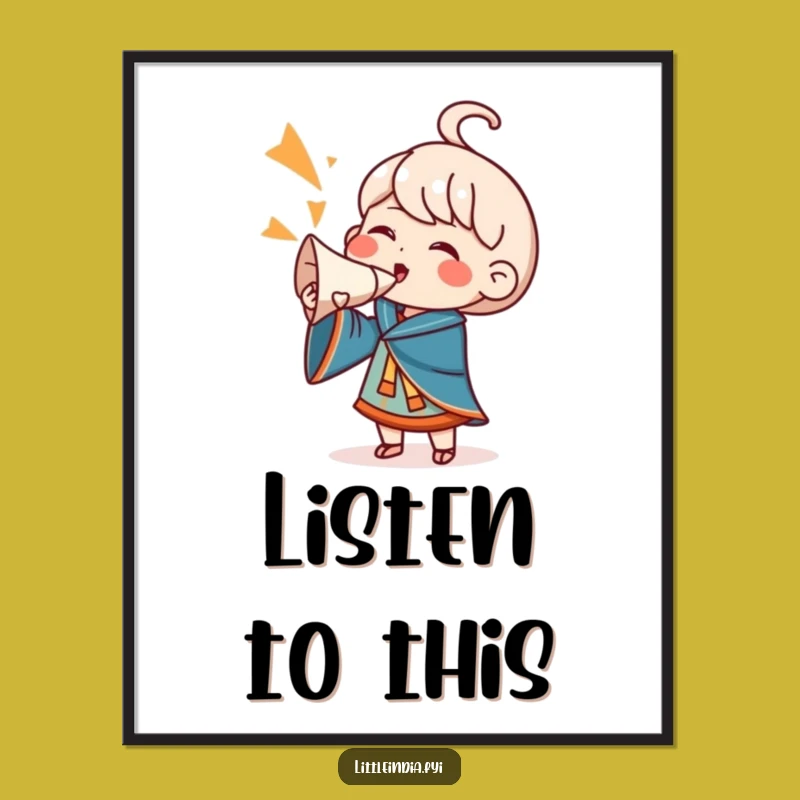 Dynamic Funny Conch Shell Cheering Character Art Poster: Instant Joy